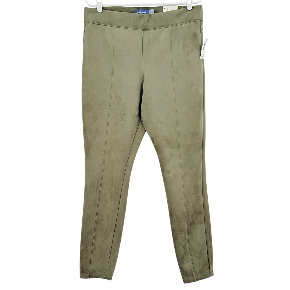 Old Navy Women's Stevie Faux Suede Pull-on Stretch Green Pants Size Large NWT